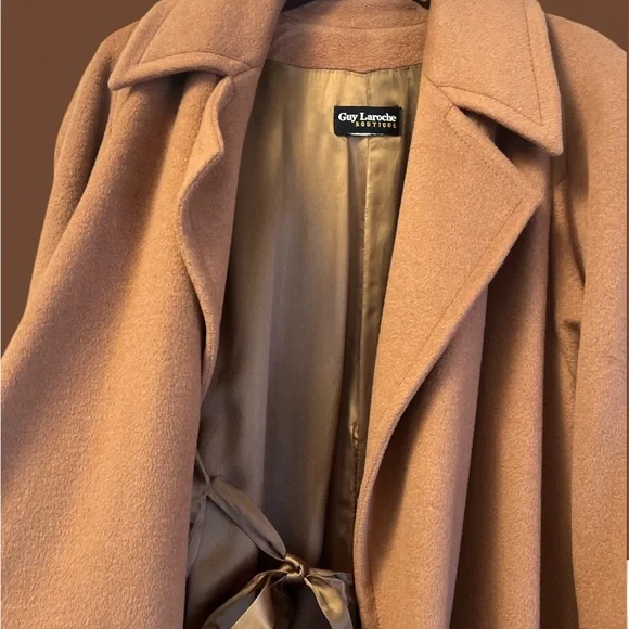 Rare Vintage Guy Laroche 100% Wool Camel Long Coat Early 90s - Picture 2 of 5